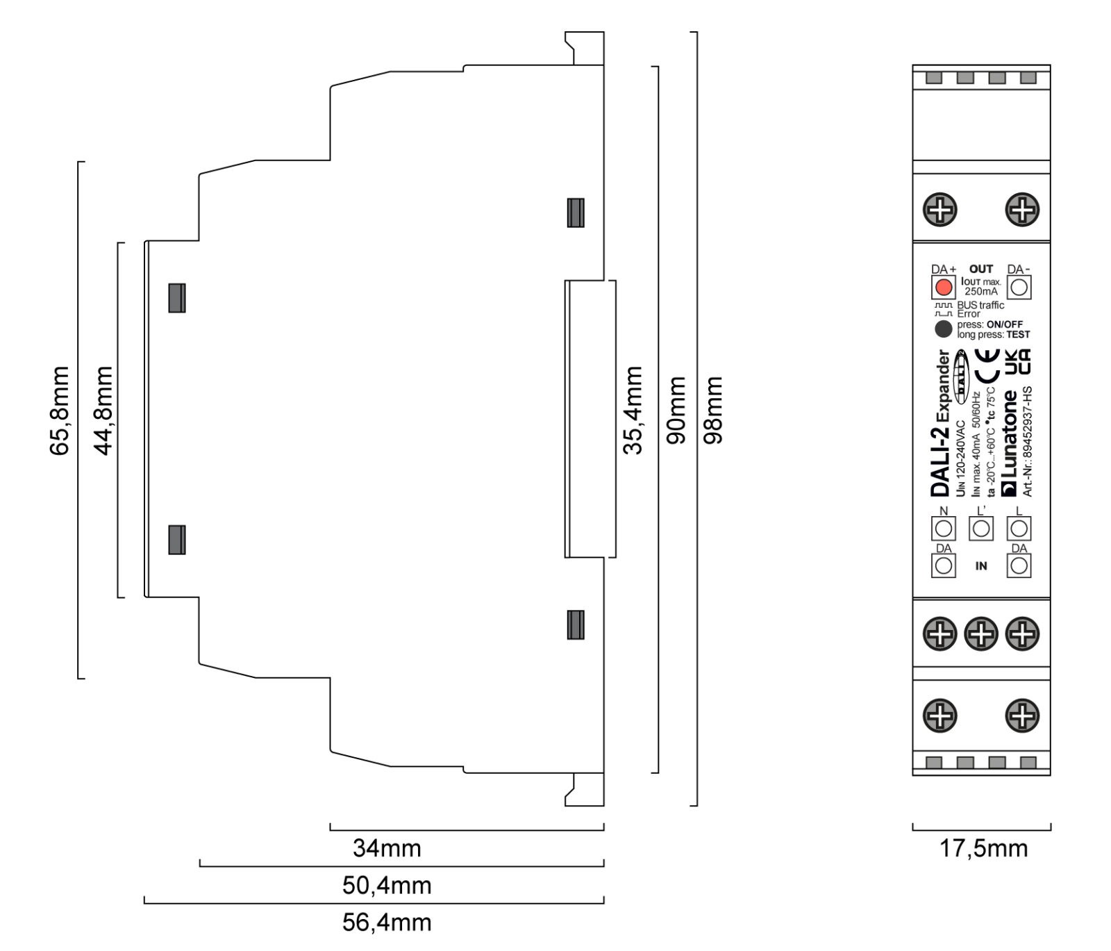 DALI-2 Expander til DIN-skinne - Billede 2